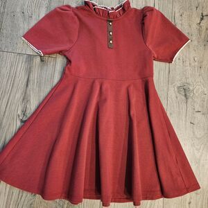 Janie and Jack Maroon Short Sleeve Dress Size 6